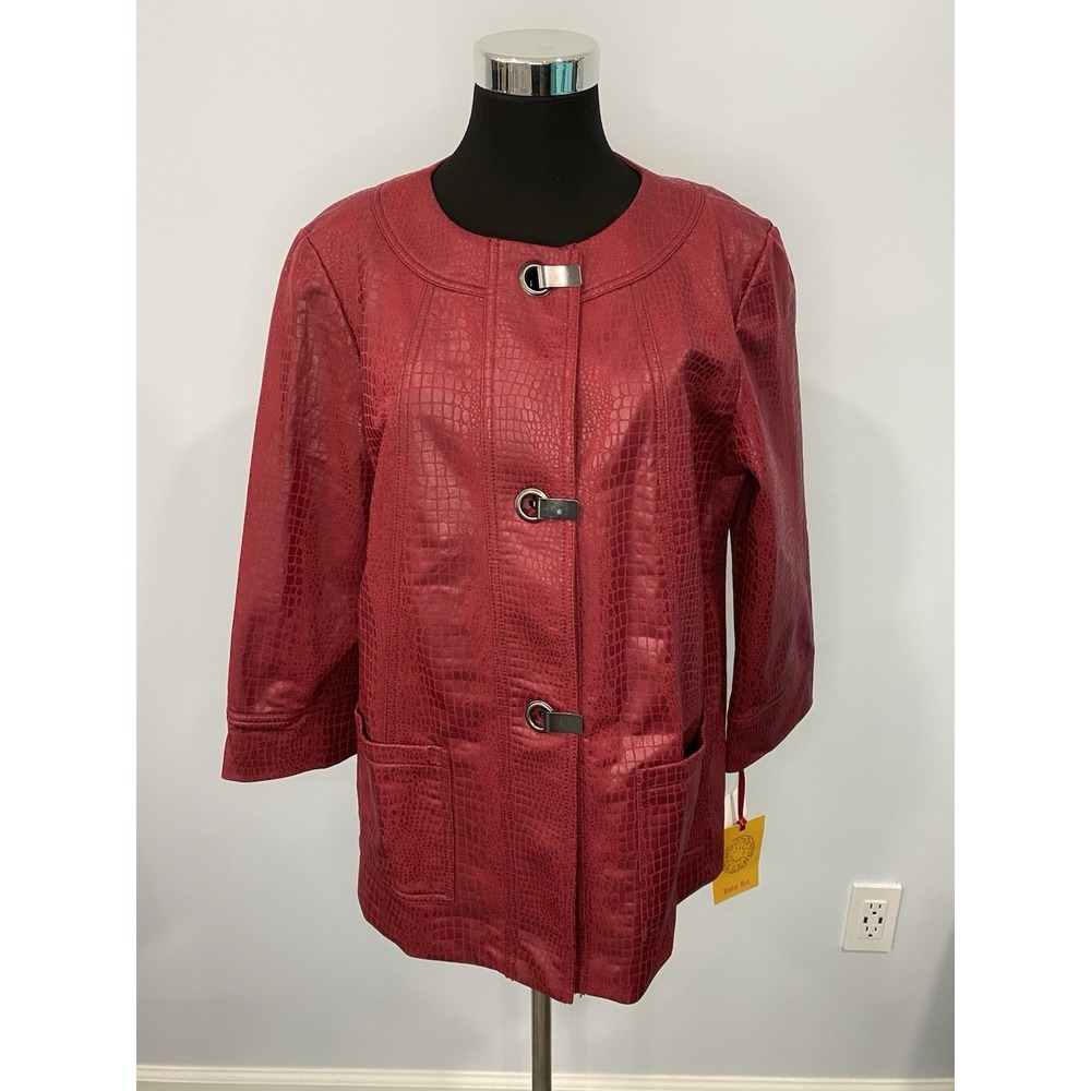 Ruby Road Red Croc Patterned Jacket Coat Size 10 NWT